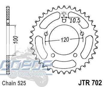 Kettenrad,Alu, 702, 525T