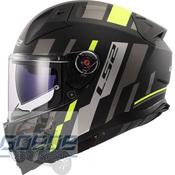 LS2 Helm, FF811 Vector 2, HPFC, Tron Matt Black H-V Yellow