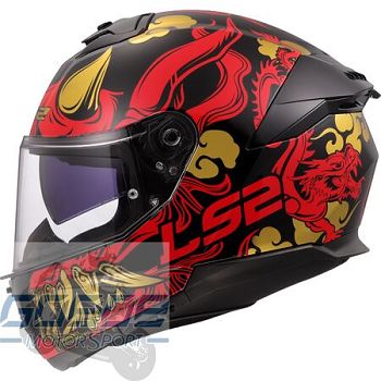 LS2 Helm, FF808 Stream 2, KPA, Drako Gloss Black Red