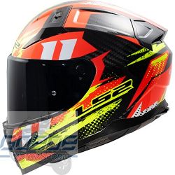 LS2 Helm, FF811 Vector 2, Carbon Tantic Gloss Red H-V Yellow