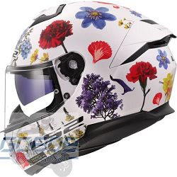 LS2 Helm, FF808 Stream 2, KPA, Flowers Gloss White